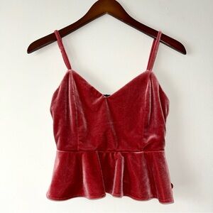 Velvet Peplum‎ Cami Top - Pink